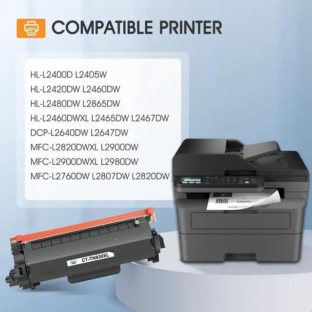 Alt view image 2 of 6 - TN830 TN830XL 830 XL/V/R Toner for Brother Printer DCP-L2640DW HL-L2460DW