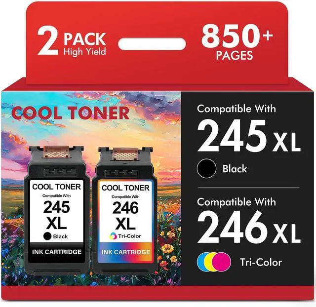 Main image of 245XL 246XL Combo Pack Ink 245 and 246 for Canon Printer MG2522 MX490 Replacement for Canon Pixma MX492 TS3322 TR4520 TR4500 TS3122 PG-245XL CL-246XL PG245 CL246 (2 Pack Black Tri-Color)