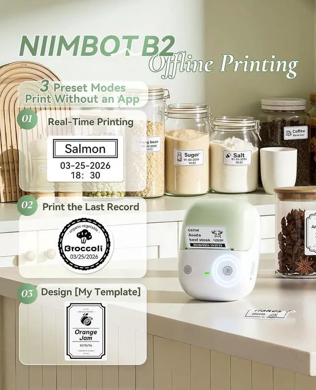 Alt view image 2 of 7 - NIIMBOT B2 Label Maker Machine with Tape for Home Office, Green White