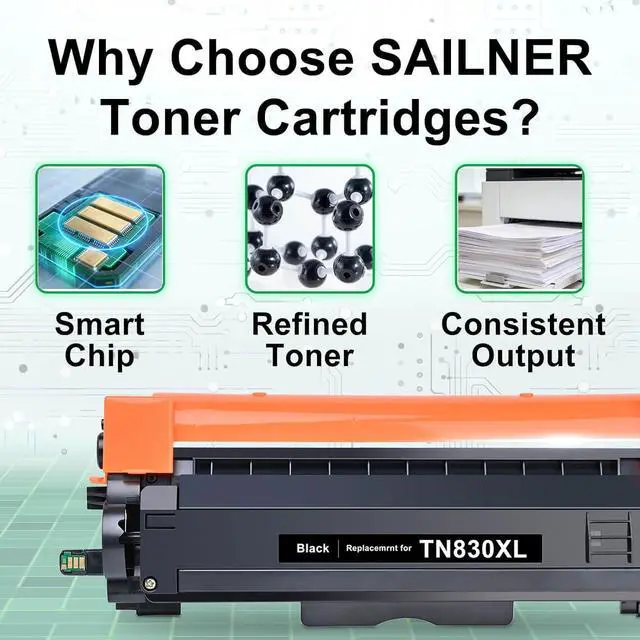Alt view image 4 of 7 - SAILNER Compatible TN830XL Toner Replacement for Brother TN830XL, 2 Black