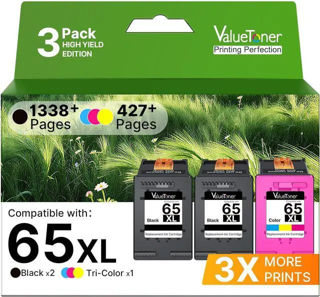 Main image of Valuetoner for 65XL 65 Ink Cartridges Black/Color Combo Pack 3-Pack