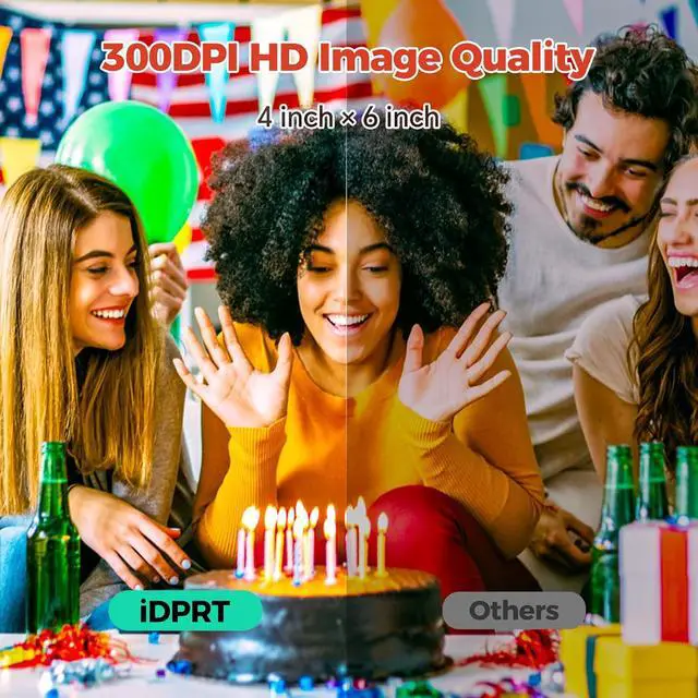 Alt view image 4 of 7 - iDPRT 4×6 Photo Printer, Bundle 108 Sheets Photo Paper & 2 Ribbon Cassette, Photo Printer for iPhone & Android, Beige
