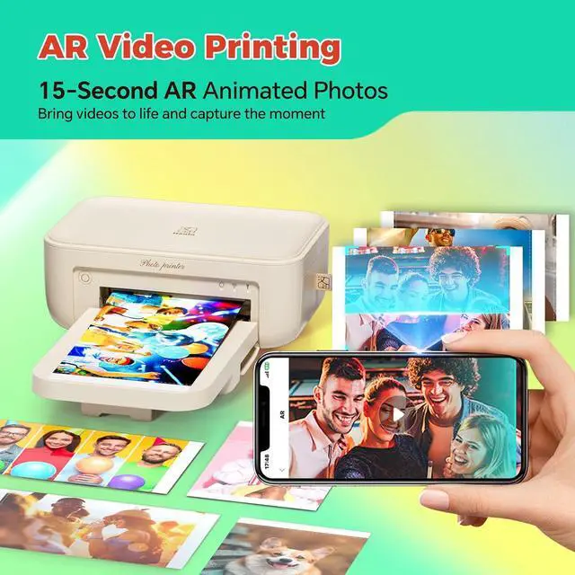 Alt view image 5 of 7 - iDPRT 4×6 Photo Printer, Bundle 108 Sheets Photo Paper & 2 Ribbon Cassette, Photo Printer for iPhone & Android, Beige