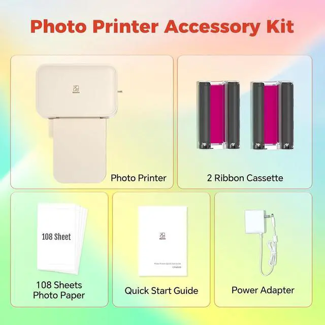 Alt view image 7 of 7 - iDPRT 4×6 Photo Printer, Bundle 108 Sheets Photo Paper & 2 Ribbon Cassette, Photo Printer for iPhone & Android, Beige