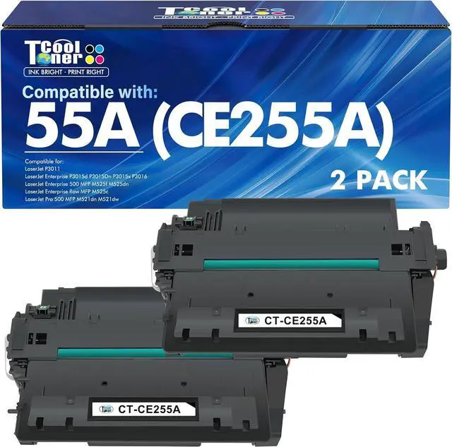 Main image of 55A CE255A Black Toner Cartridge for HP P3015 55X CE255X M521dn 2-Pack