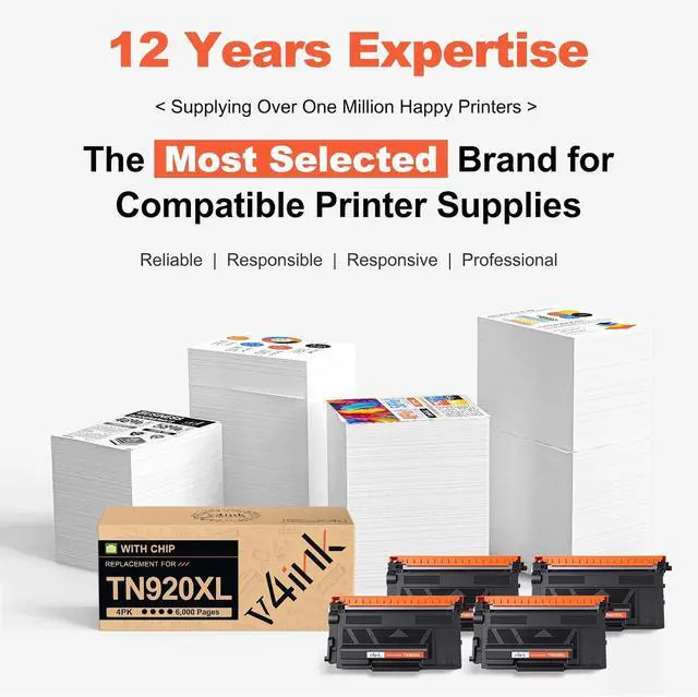 Alt view image 6 of 7 - TN920XL 920XL Toner Compatible for Brother Printer HL-L6210DW Black 4 Pack