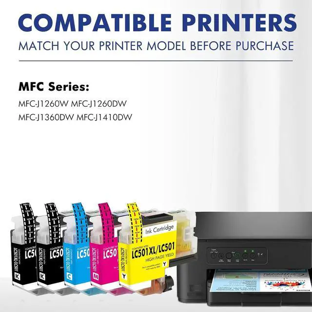 Alt view image 2 of 7 - LC501XL LC501 MFC-J1360DW Ink Cartridges for Brother Printer MFC-J1260W