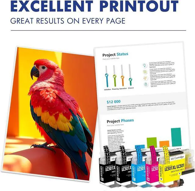 Alt view image 6 of 7 - LC501XL LC501 MFC-J1360DW Ink Cartridges for Brother Printer MFC-J1260W