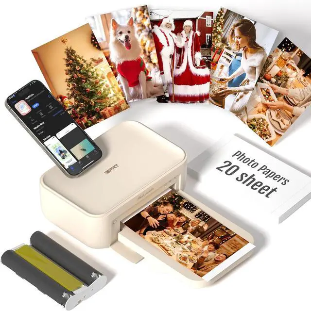 Main image of iDPRT 4x6 Photo Printer, CP4100 Photo Printer for iPhone & Android with 20 Sheets & 1 Cartridges, Wi-Fi Wireless Portable Picture Printer, Instant Print Photos, Dye Sublimation, Ideal Gift, Beige