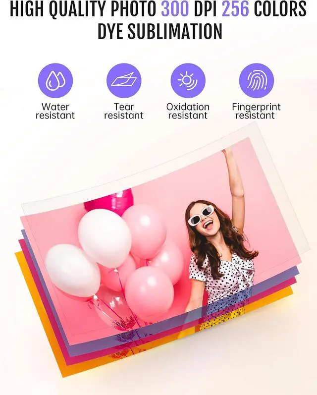 Alt view image 3 of 7 - iDPRT 4x6 Photo Printer, CP4100 Photo Printer for iPhone & Android with 108 Sheets & 2 Cartridges, Wi-Fi Wireless Portable Picture Printer, Instant Print Photos, Dye Sublimation, White