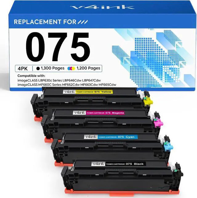 Main image of 075 Toner Cartridge Set 4 Pack Replacement for Canon 075 LBP646Cdw MF665Cdw