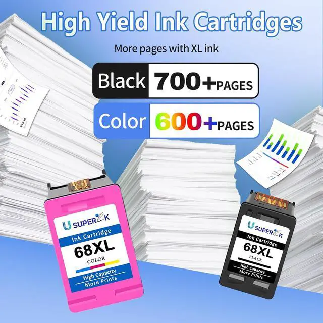 Alt view image 3 of 7 - 68XL Ink Cartridges Black/Color Combo Pack for HP Envy 6555e 6155e Ink