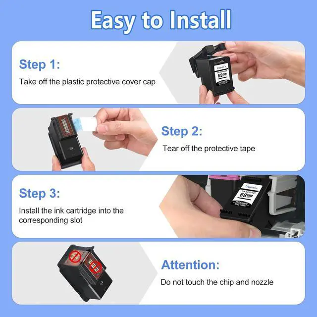 Alt view image 6 of 7 - 68XL Ink Cartridges Black/Color Combo Pack for HP Envy 6555e 6155e Ink