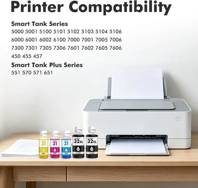 Alt view image 2 of 5 - 31 32XL 7602 5101 Ink Bottle Set for HP Smart Tank Printer Ink Refill