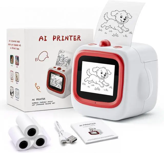 Main image of AI Sticker Printer for Kids, Voice Activated Mini Printer with Preview Screen & AI Voice Response, Portable Thermal Sticker Maker with 6 Art Styles & App, Sticker Printer Box Gift for Girls Boys