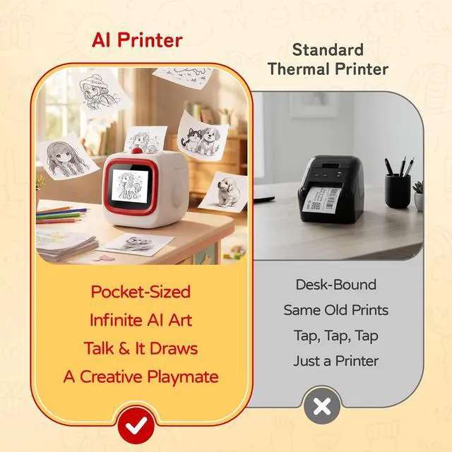 Alt view image 5 of 6 - AI Sticker Printer for Kids, Voice Activated Mini Printer with Preview Screen & AI Voice Response, Portable Thermal Sticker Maker with 6 Art Styles & App, Sticker Printer Box Gift for Girls Boys