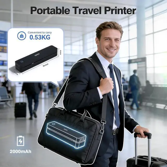 Alt view image 2 of 7 - iDPRT Portable Thermal Printer Wireless for Travel, Printers for Home Use, Come with Carry Case& 200 Sheets Thermal Paper, Support 8.5x11 US Letter&A4 Thermal Paper, Compatible with Phone Laptop