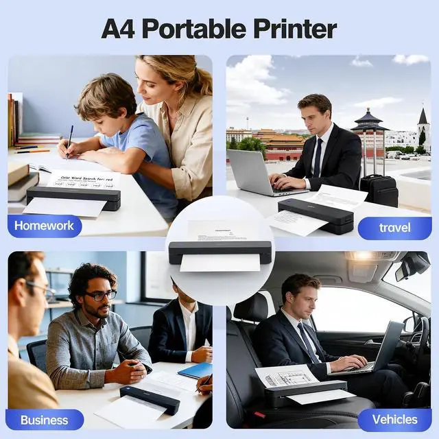 Alt view image 7 of 7 - iDPRT Portable Thermal Printer Wireless for Travel, Printers for Home Use, Come with Carry Case& 200 Sheets Thermal Paper, Support 8.5x11 US Letter&A4 Thermal Paper, Compatible with Phone Laptop