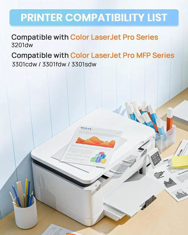 Alt view image 2 of 7 - E-Z Ink Compatible HP 218A Toner Cartridges 4 Pack with Chip for HP 218A Toner HP 218 218X for HP Color LaserJet pro MFP 3301fdw Toner 3301cdw 3201dw 3301sdw Printer Ink Set W2180A W2180X (BCMY)