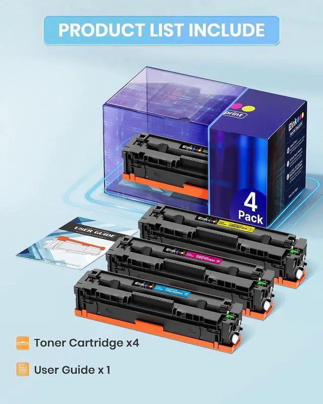 Alt view image 5 of 7 - E-Z Ink Compatible HP 218A Toner Cartridges 4 Pack with Chip for HP 218A Toner HP 218 218X for HP Color LaserJet pro MFP 3301fdw Toner 3301cdw 3201dw 3301sdw Printer Ink Set W2180A W2180X (BCMY)