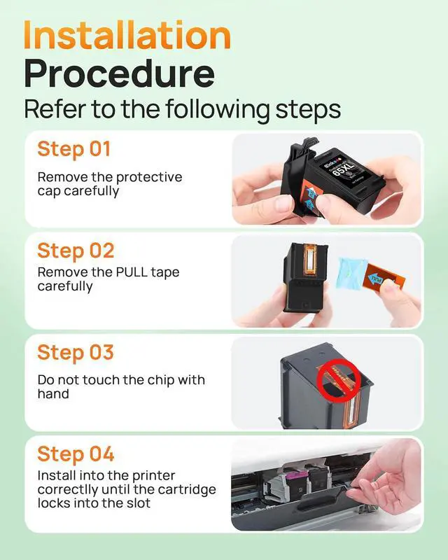 Alt view image 7 of 7 - 65XL 65 Ink Cartridges Black/Color Combo Pack Replacement for HP 65 65XL Ink Cartridges Work for HP DeskJet 3755 3772 3752 3700 3722 2600 2622 Envy 5055 5000 5070 5052 Printer ( 2 Black,1 Tri Color )