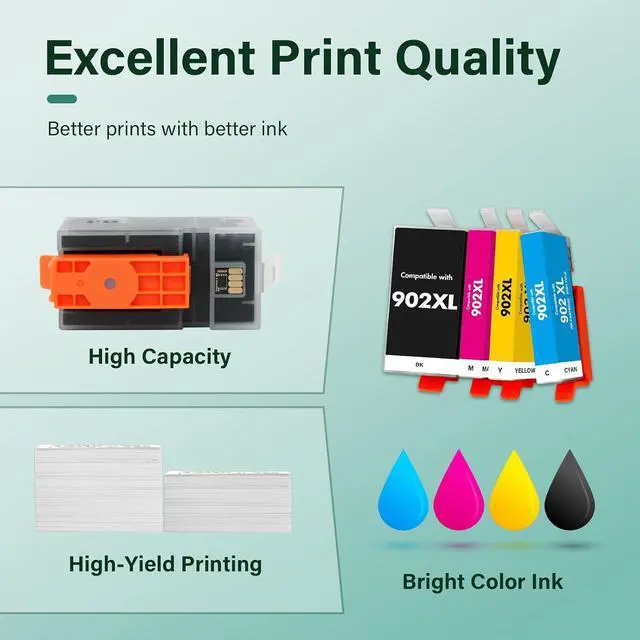 Alt view image 6 of 7 - 902XL 902 6978 Ink Cartridges Black and Color Combo Pack for HP Printers