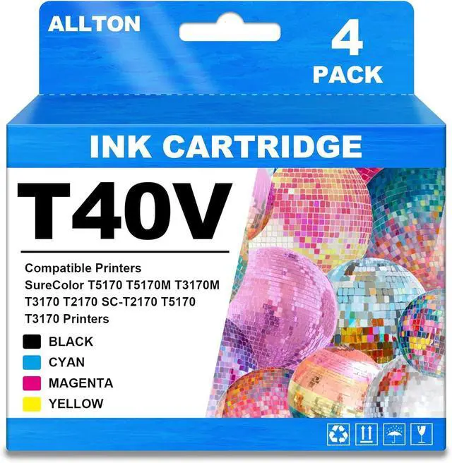 Main image of Remanufactured T40V Ink Cartridge with chip T40V120 T40V220 T40V320 T40V420 high Capacity Ink Replacement for SureColor T5170 T5170M T3170M T3170 T2170 SC-T5170 SC-T3170 Printer(4-Pack)
