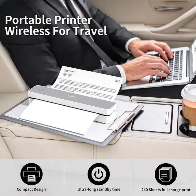Alt view image 6 of 6 - HPRT Inkless Portable Thermal Printer,MT610,203 DPI,8.5 x 11