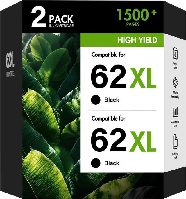 Main image of 62XL 62 Envy 7640 5660 7645 7640 Black Ink Cartridge for HP Printers