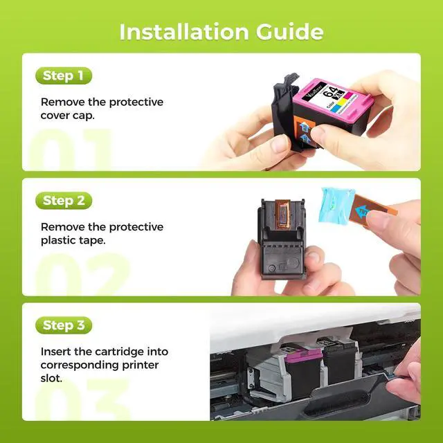 Alt view image 4 of 7 - Valuetoner 64XL Ink Cartridge Combo Pack for HP Ink 64 HP64 (2 Color) Works for HP Envy Inspire 7955e 7958e 7255e Photo 7155 7858 7155 7100 7800 7900 7855 6222 Tango Electronics