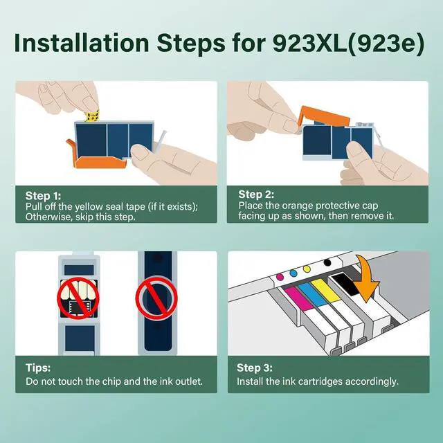 Alt view image 4 of 7 - 923XL 923 8130e 8125e Ink Cartridges Combo Pack for HP Printers with Chip