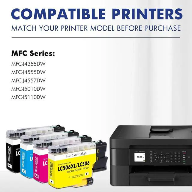 Alt view image 2 of 7 - LC506 LC506XL Ink Cartridges for Brother Printer MFC-J4355DW MFC-J4555DW