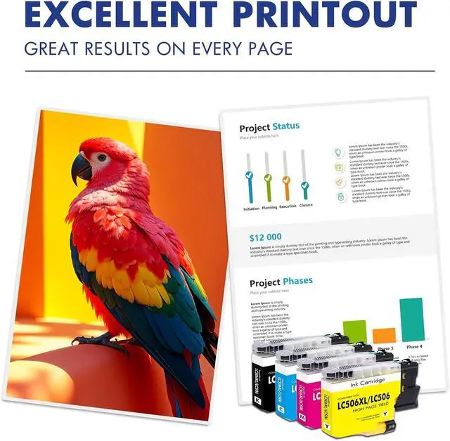 Alt view image 6 of 7 - LC506 LC506XL Ink Cartridges for Brother Printer MFC-J4355DW MFC-J4555DW
