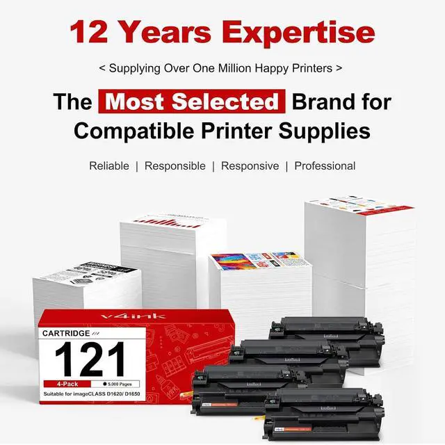 Alt view image 7 of 7 - 121 Black Toner Cartridge Replacement for Canon 121 D1620 D1650, 4 Pack