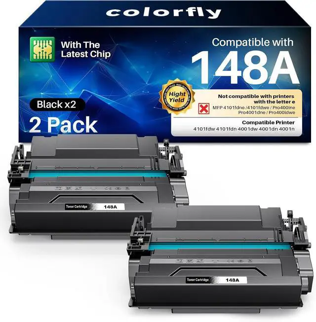 Main image of colorfly 148A Toner Cartridge (with Chip) Replacement for HP 148A /148X W1480a Black LaserJet Toner Cartridge Compatible for HP Pro 4001dw 4001dn 4001n LaserJet Pro MFP 4101fdw 4101fdn Printer
