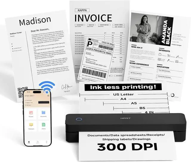 Main image of HPRT MT610 Portable Printer Wireless for Travel, Inkless Thermal Printer