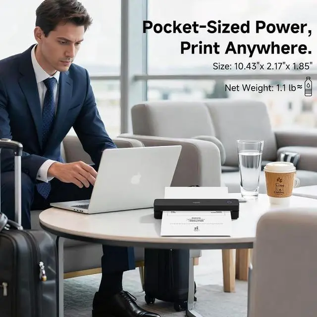 Alt view image 5 of 7 - HPRT MT610 Portable Printer Wireless for Travel, Inkless Thermal Printer