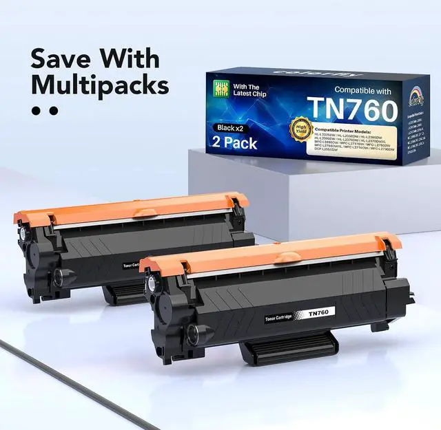 Alt view image 2 of 7 - TN760 Toner for Brother Printer Compatible for Brother TN760 TN-760 TN730 TN 760 Brother Toner Cartridge To Use With MFC-L2710DW MFC-L2750DW HL-L2350DW HL-L2370DW HL-L2395DW DCP-L2550DW (2 Black)