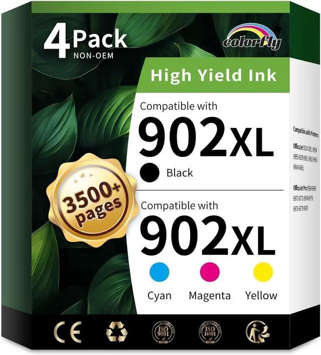 Main image of colorfly 902XL Ink Cartridges Combo Pack Replacement for HP902XL (4-Pack)