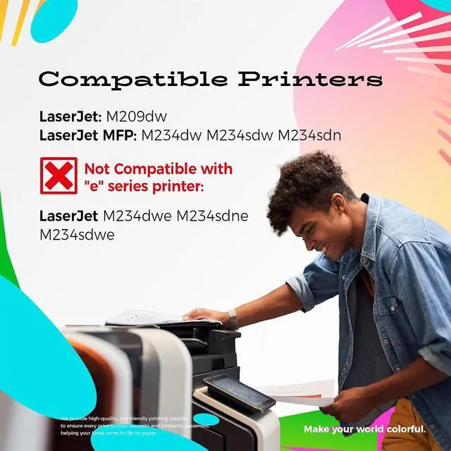 Alt view image 2 of 7 - colorfly 134A W1340A Black Toner Cartridges for HP LaserJet M209dw Printer