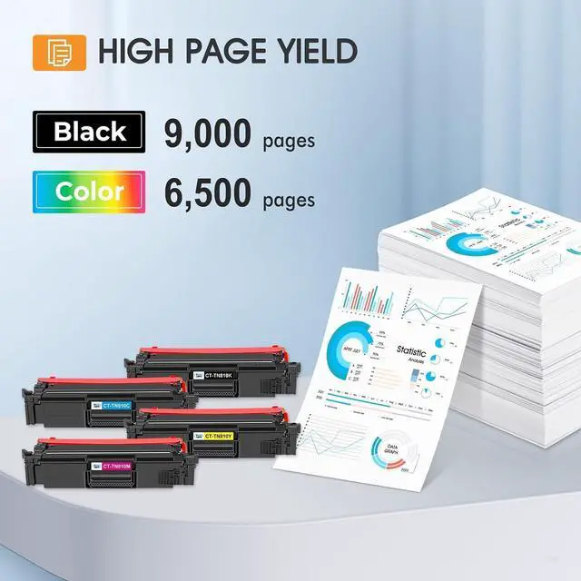Alt view image 3 of 7 - TN810 TN810XL TN-810 Toner Cartridge 4-Pack Compatible for TN810 TN-810 TN-810XL TN 810 Toner Cartridge for MFCL9610CDN HLL9410CDN HLL9430CDN HLL9470CDN MFCL9630CDN MFCL9670CDN Printer (B/C/Y/M)