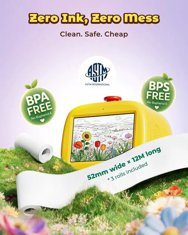 Alt view image 3 of 7 - MUNBYN SP01 Kids Inkless Thermal Sticker Maker, Smart Voice-Activated Portable Label Printer with Color Screen