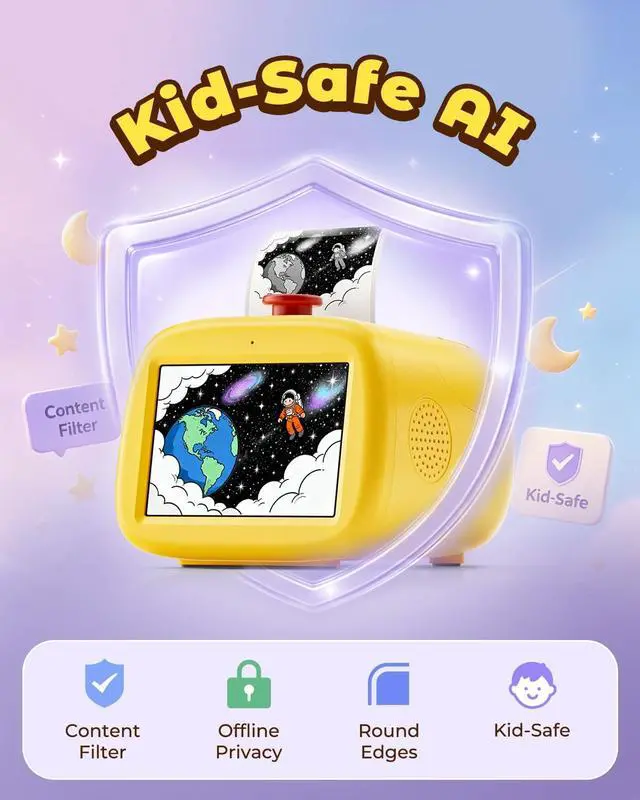 Alt view image 6 of 7 - MUNBYN SP01 Kids Inkless Thermal Sticker Maker, Smart Voice-Activated Portable Label Printer with Color Screen