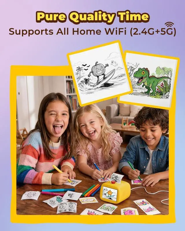 Alt view image 7 of 7 - MUNBYN SP01 Kids Inkless Thermal Sticker Maker, Smart Voice-Activated Portable Label Printer with Color Screen