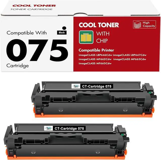 Main image of 075 075H Black Toner Cartridge for Canon 075 MF665CDW MF663Cdw Toner 2 Pack