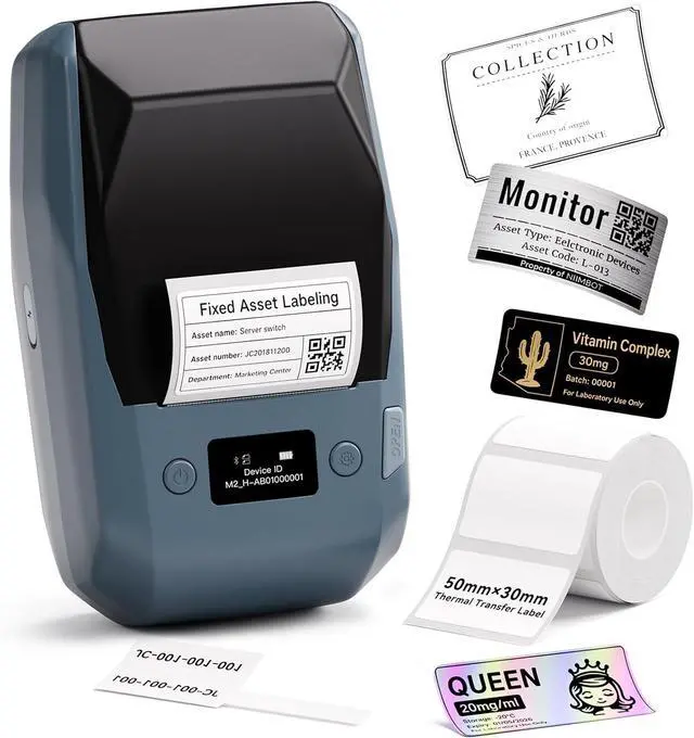 Main image of NIIMBOT M2 Label Maker with Tape 2Inch Thermal Transfer Label Printer, Blue