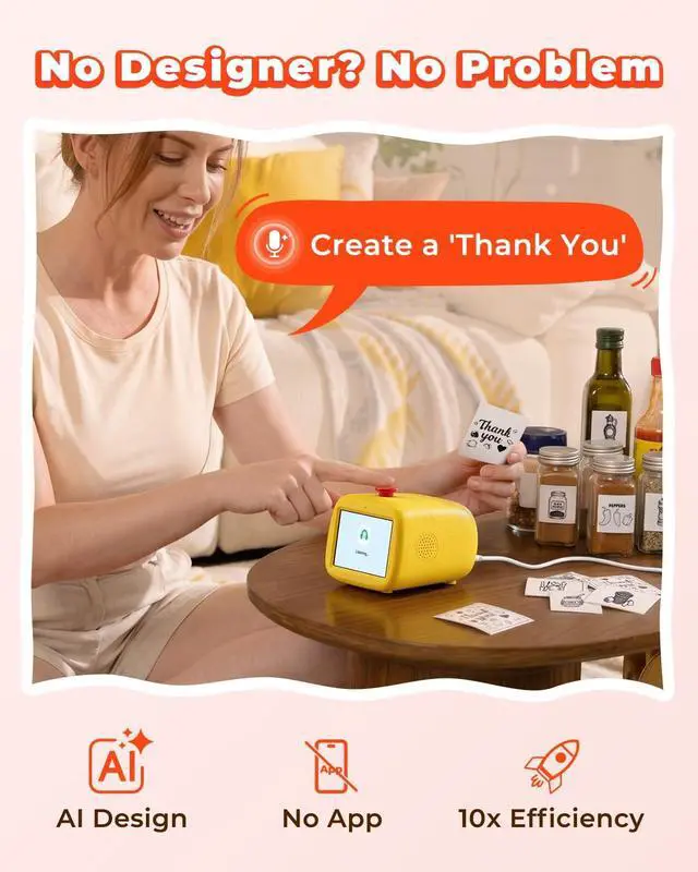 Alt view image 3 of 7 - MUNBYN SP01 Smart AI Sticker Printer Voice to Print for Kids Thermal Maker