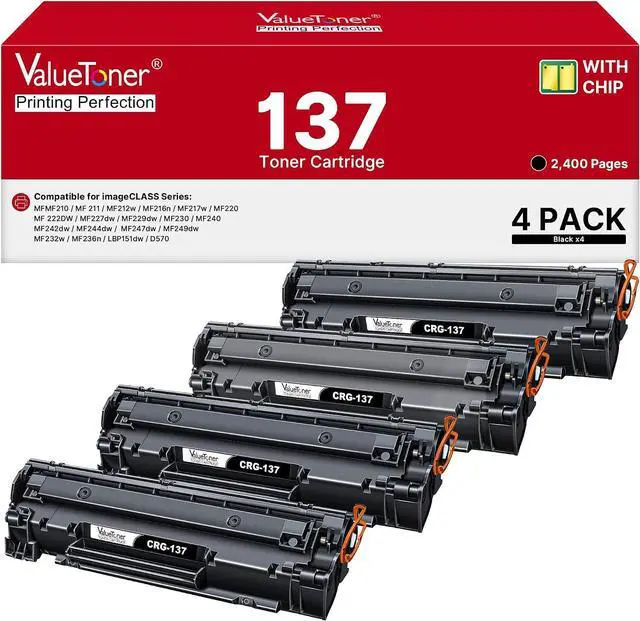 Main image of Valuetoner Compatible Toner Cartridge Replacement for Canon 137 Black Toner Cartridge 9435B001AA for ImageClass D570 MF242dw MF244W MF247dw MF249dw MF236n MF232w LBP151dw MF227dw MF210 (Black, 4-Pack)