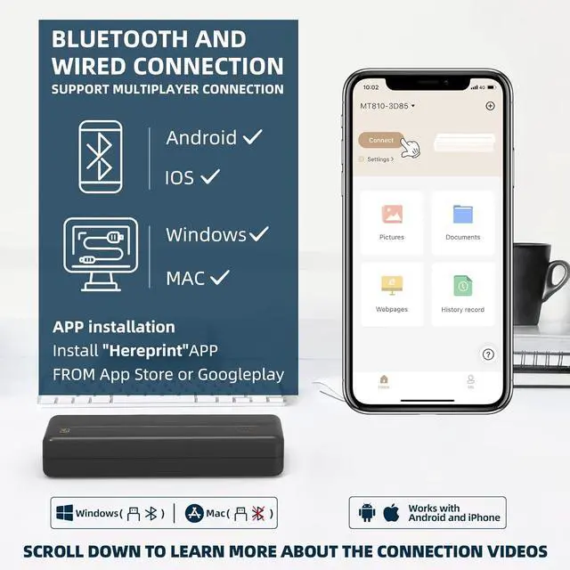Alt view image 2 of 7 - HPRT Wireless Portable Printer - Bluetooth Thermal Printer for Travel,
