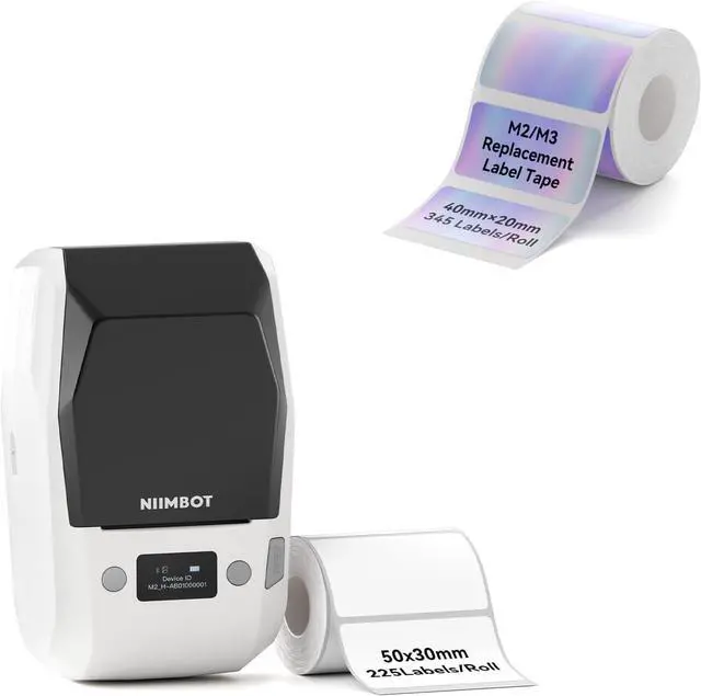 Main image of NIIMBOT M2 Thermal Transfer 2Inch Bluetooth Label Maker(White) with 40×20mm Hologram Label Tape for Office Small Business School Home Cable Storage, Compatible with Phones & PC